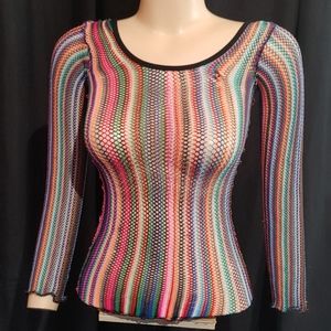 Super stretch fishnet multicolor shirt